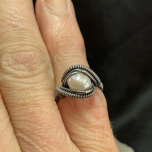 Handmade Sterling Silver Freshwater Pearl Ring Size 5.5